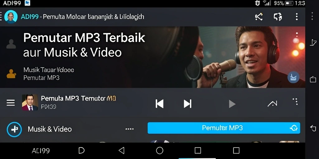 Tampilan antarmuka ADI99 menunjukkan kemudahan navigasi aplikasi Pemutar MP3.