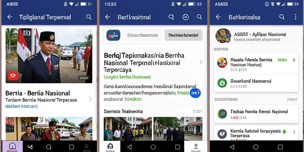 Tampilan utama antarmuka aplikasi ASG55 untuk Berita Nasional.