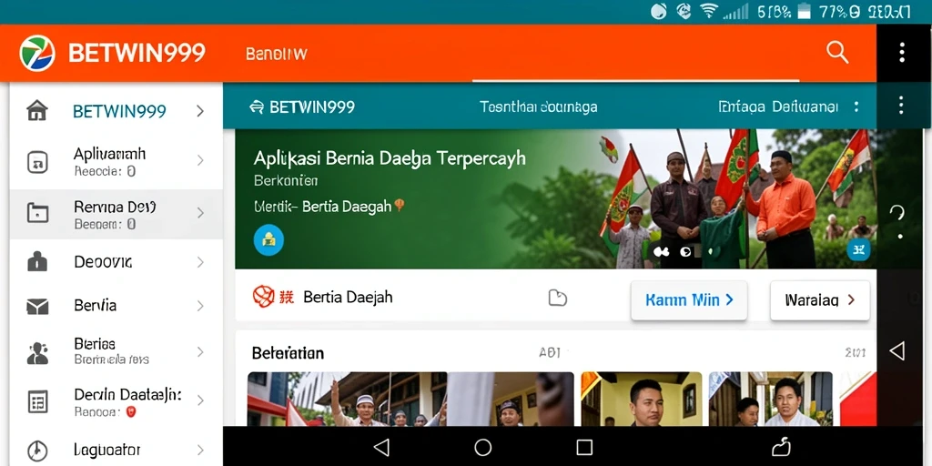 Antarmuka BETWIN999 menampilkan berita daerah dengan jelas dan interaktif.
