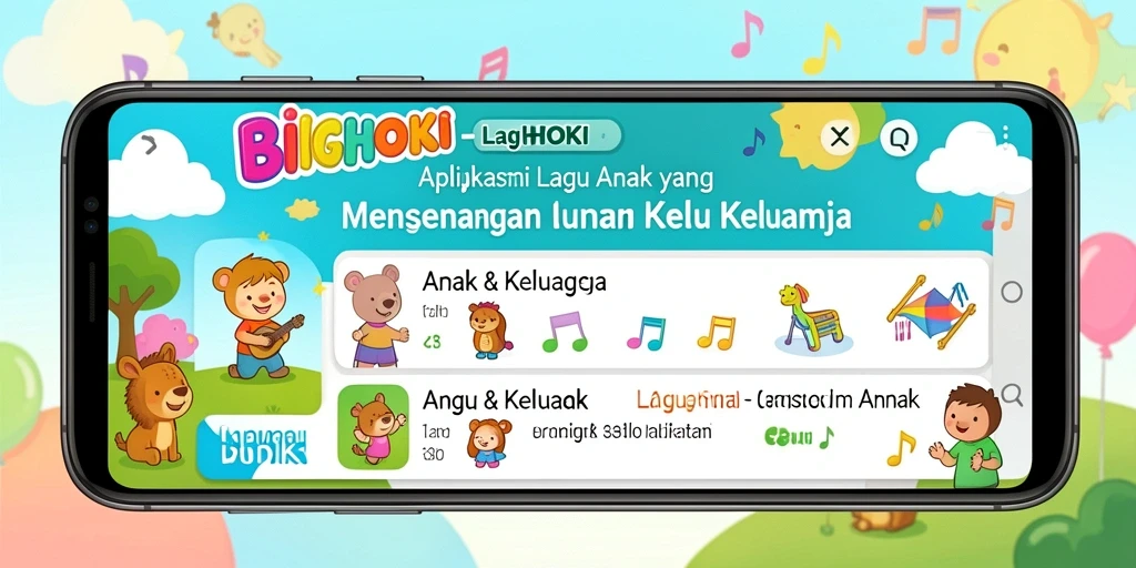Antarmuka BIGHOKI yang ceria dan ramah anak.