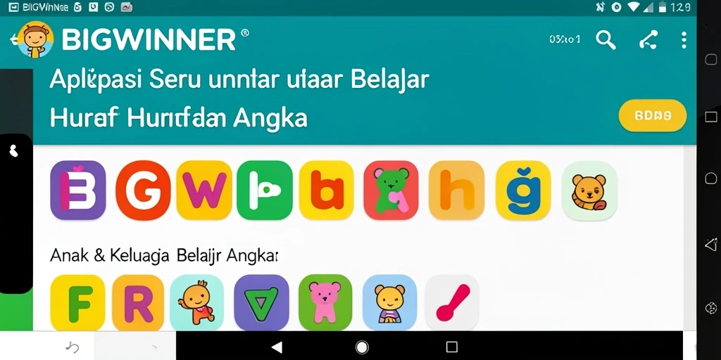 Tampilan antarmuka aplikasi BIGWINNER yang edukatif dan menarik.