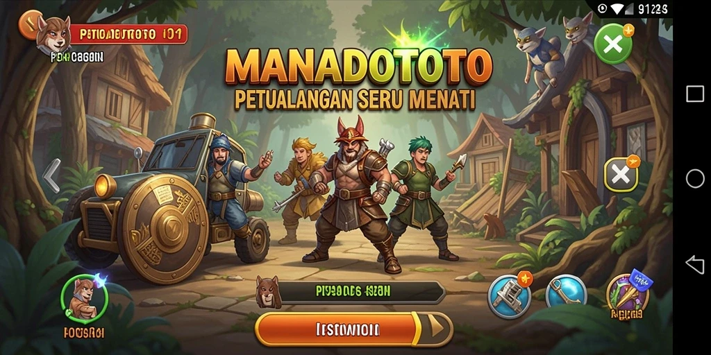 Tampilan antarmuka MANADOTOTO yang menarik dalam game Petualangan.