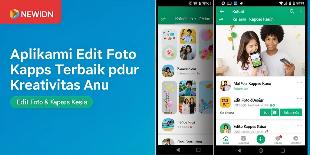 Antarmuka menarik NEWIDN dengan fitur editing foto kertas kaca.
