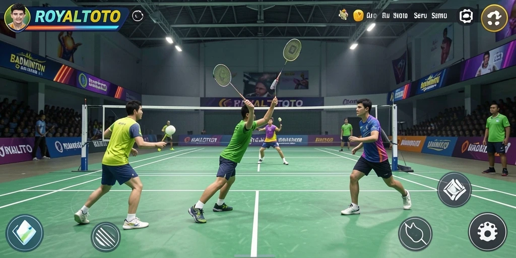 Antarmuka menarik dari game Badminton ROYALTOTO dengan kontrol intuitif.